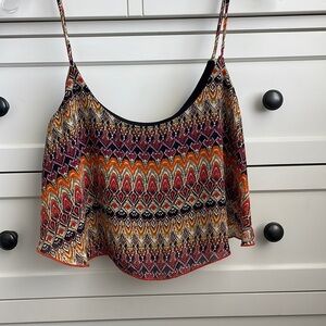 I.Joah Women’s Bohemian Pattern Spaghetti Strapped Crop Top Lined - Size Small